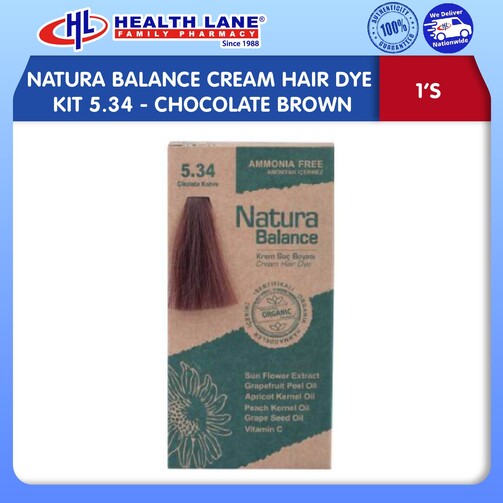 NATURA BALANCE KRIM RAMBUT DYE KIT 5.34 - COKLAT BROWN